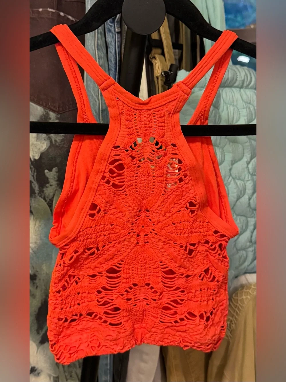 NWT Free People FP Movement Happiness Runs Floral Crop Tank - flame red - XS/S